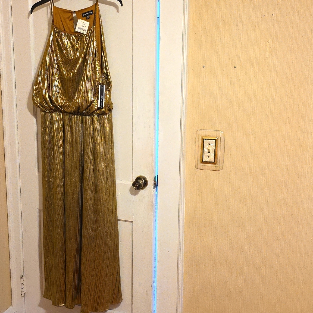 Addison Evenings Dress Metallic Gold